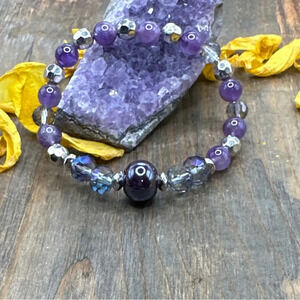 amethyst bracelet protection crown chakra healing crystal